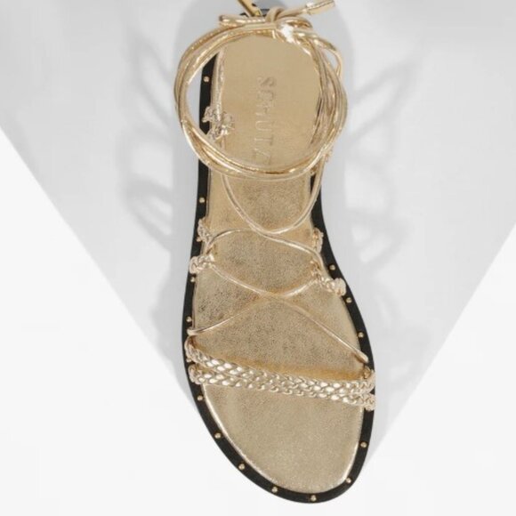 NEW Schutz Antonia Wrap Metallic Sandal in Gold Platina Size 7 (2025) - Picture 4 of 9
